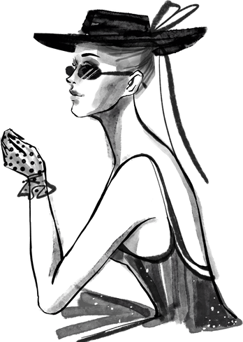 Elegant Lady with Lace Gloves and Hat